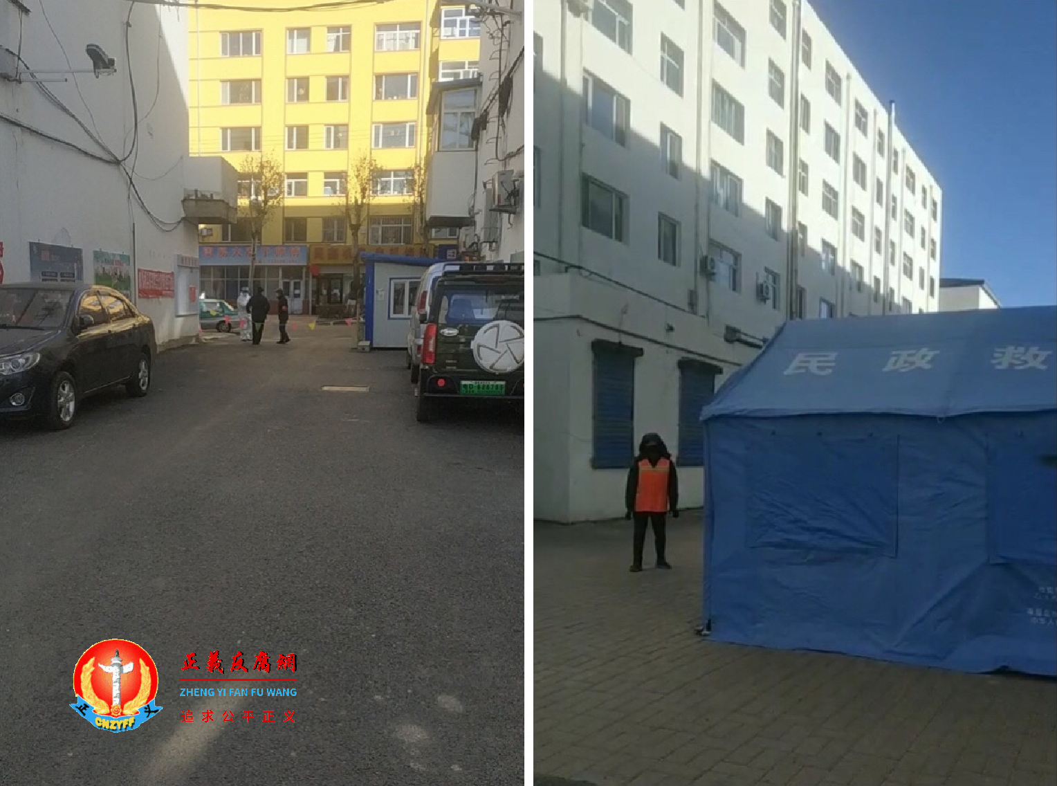 侯丽琴居住旅店外的早市空地已搭起救灾帐篷。.png